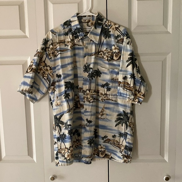 Pierre Cardin Hawaiian short sleeve button down shirt XL 100% cotton fun - Picture 1 of 6